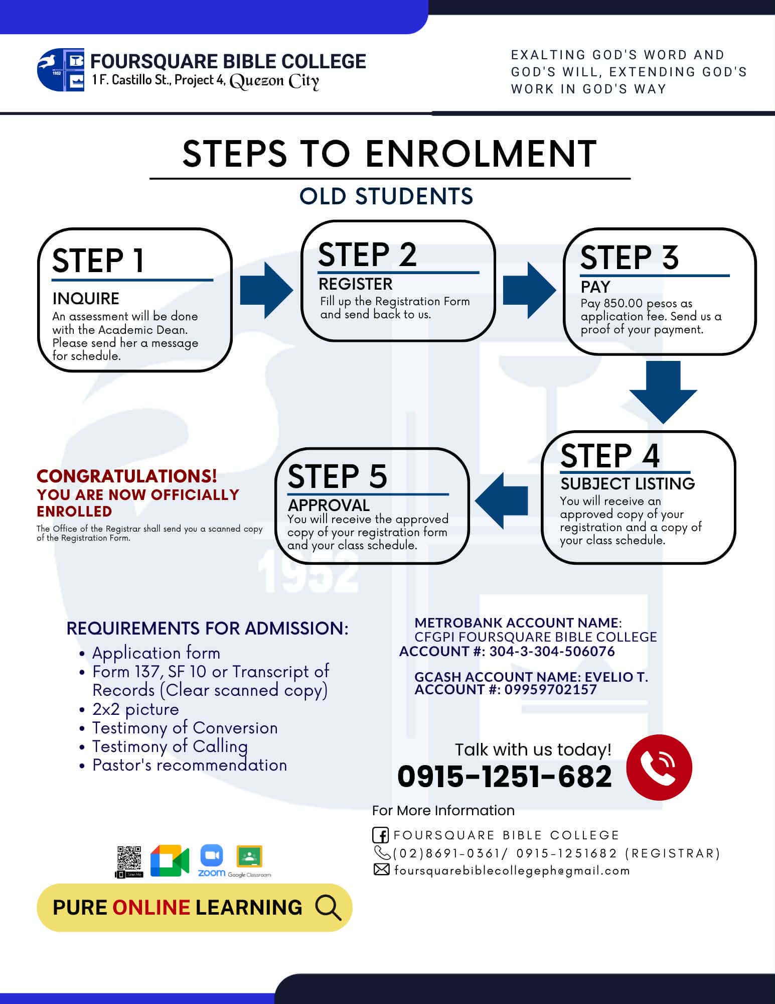 Old Student Enrolment Process